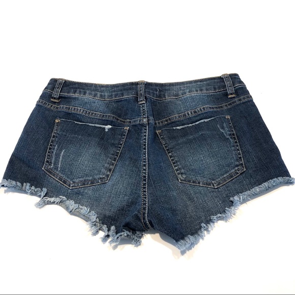 Distressed Denim High Waist Button Fly Short Short - Picture 2 of 8